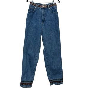 Vintage 90s FORENZA Denim Jeans Ribbon Embellished Cuffs and Waistband Size 10